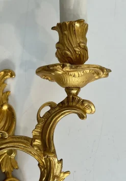 Clearance Pamono Louis XV Style Gilt Bronze Wall Lights, Set of 2
