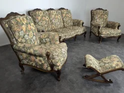 Pamono Louis XV Style Oak Living Room Set, Set of 4> Living Room Sets