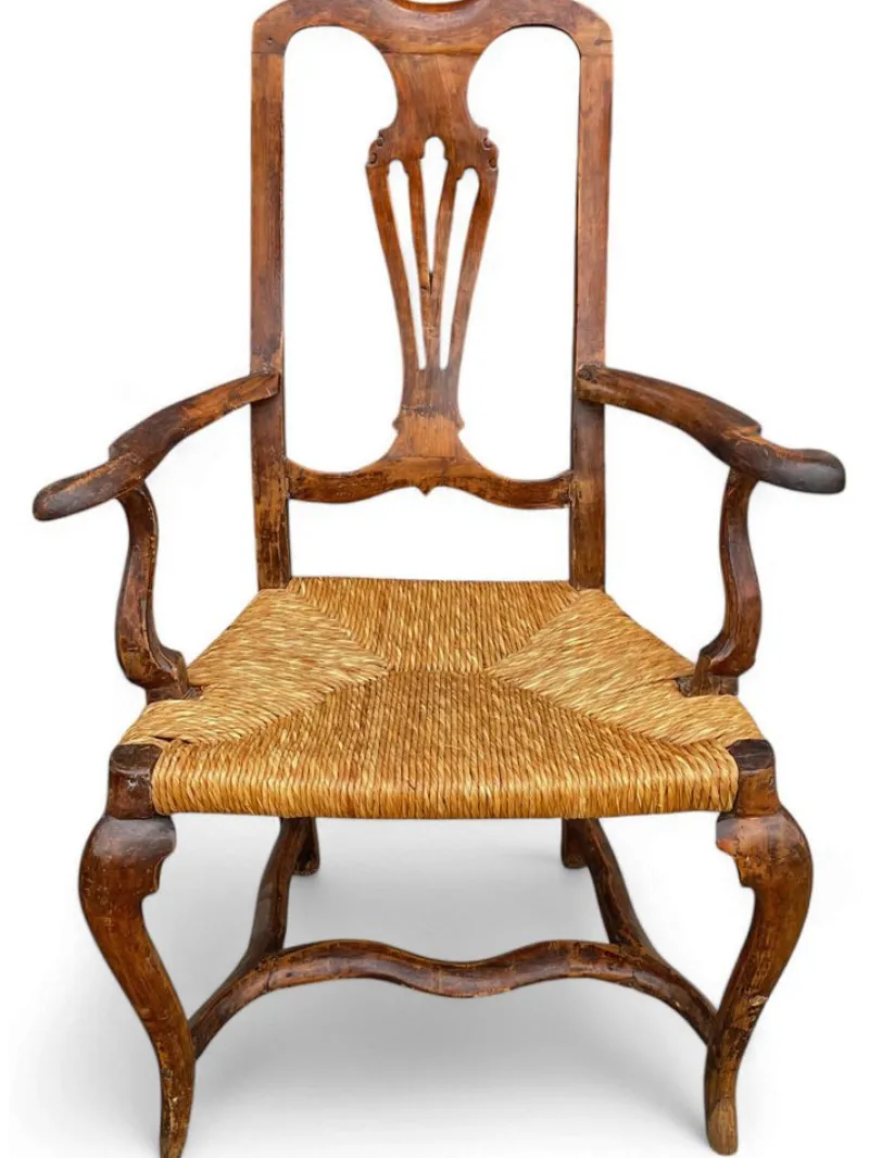 Pamono Louis XV Venetian Armchair in Walnut> Lounge Chairs & Armchairs