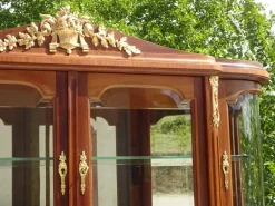 Pamono Louis XVI Bronze and Marquetry Sideboard with Curved Display Case, 1890s><noscript><img width=