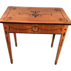 Pamono Louis XVI Cherry Veneer Side Table or Desk with Inlays, Germany, 1780> Desks