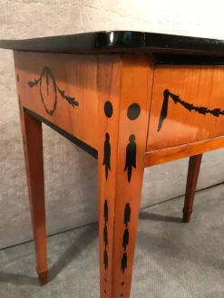 Pamono Louis XVI Cherry Veneer Side Table or Desk with Inlays, Germany, 1780><noscript><img width=