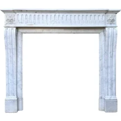 Pamono Louis XVI French Carrara Marble Fireplace Mantel, 1890s> Fireplaces And Mantels