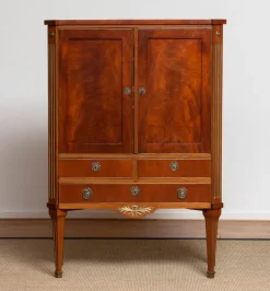 Online Pamono Louis XVI French Mahogany Veneer Cabinet with Brass Inlays, 1790s