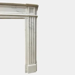 Pamono Louis XVI French Statuary White Marble Fireplace Mantel, 1880s><noscript><img width=