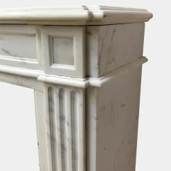 Pamono Louis XVI French Statuary White Marble Fireplace Mantel, 1880s><noscript><img width=