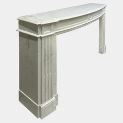 Pamono Louis XVI French Statuary White Marble Fireplace Mantel, 1880s><noscript><img width=