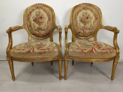 Pamono Louis XVI Gilded Wood Medallion Lounge Set, 1890s, Set of 5><noscript><img width=