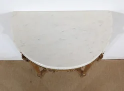 Pamono Louis XVI Mid 19th Century Marble and Gilded Wood Half-Moon Support Console