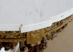 Pamono Louis XVI Mid 19th Century Marble and Gilded Wood Half-Moon Support Console