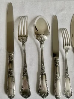 Pamono Louis XVI Silver-Plated Cutlery by Bruno Wiskemann, 1965, Set of 120><noscript><img width=
