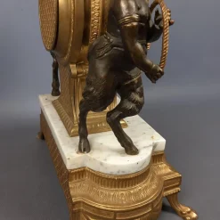 Pamono Louis XVI Style Bronze and Marble Mantel Clock with Cherubs, 1940s><noscript><img width=