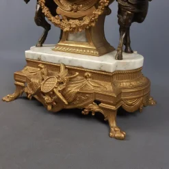 Pamono Louis XVI Style Bronze and Marble Mantel Clock with Cherubs, 1940s><noscript><img width=
