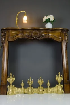 Outlet Pamono Louis XVI Style Bronze Fireplace Set from Charles Casier, Set of 5