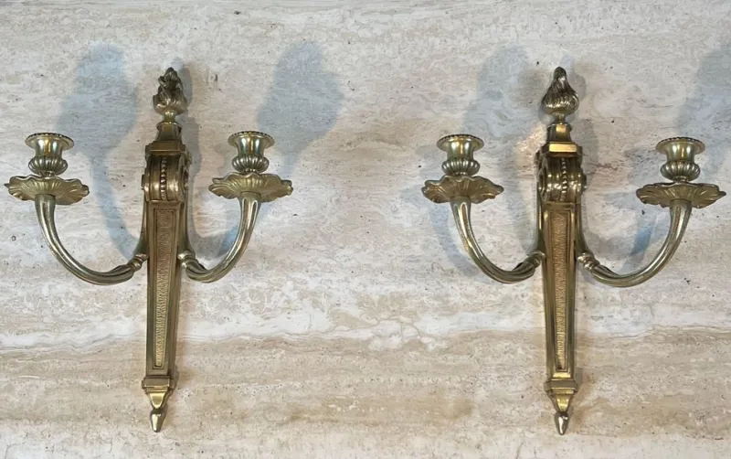 Pamono Louis XVI Style Bronze Wall Lights, Set of 2