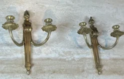 Pamono Louis XVI Style Bronze Wall Lights, Set of 2