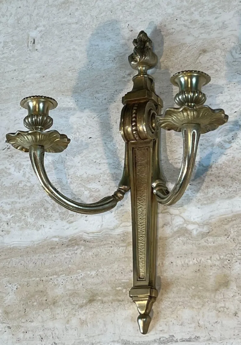 Pamono Louis XVI Style Bronze Wall Lights, Set of 2