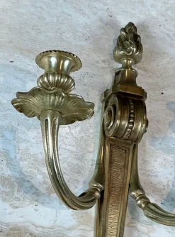 Pamono Louis XVI Style Bronze Wall Lights, Set of 2