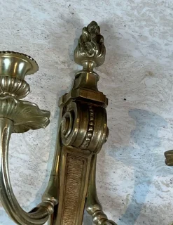 Pamono Louis XVI Style Bronze Wall Lights, Set of 2