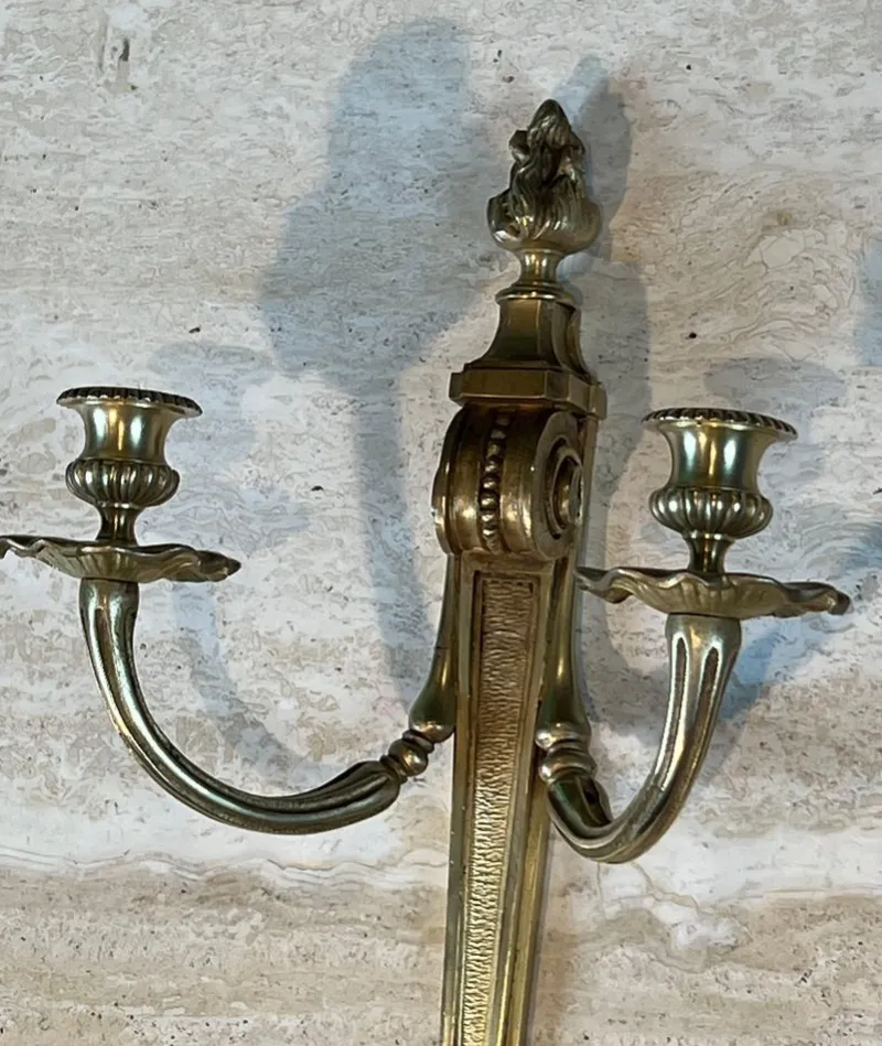 Pamono Louis XVI Style Bronze Wall Lights, Set of 2