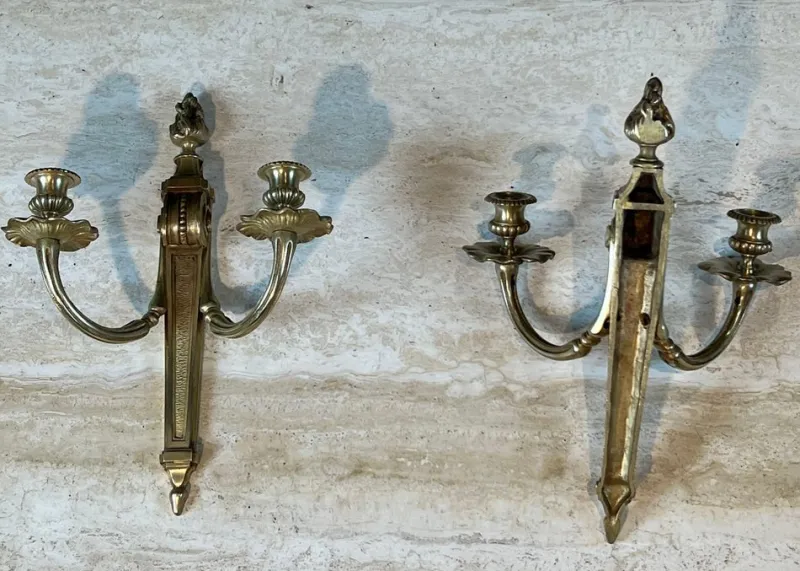 Pamono Louis XVI Style Bronze Wall Lights, Set of 2