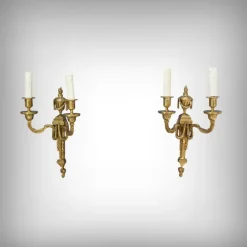 Pamono Louis XVI Style Bronze Wall Lights, Late 19th Century, Set of 2> Wall Lights & Sconces