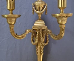Pamono Louis XVI Style Bronze Wall Lights, Late 19th Century, Set of 2><noscript><img width=