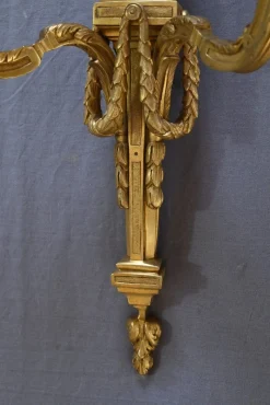 Pamono Louis XVI Style Bronze Wall Lights, Late 19th Century, Set of 2><noscript><img width=