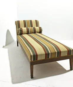 Pamono Louis XVI Style Chaise Longue in Wood and Multicolored Fabric with Brass Accessories, 1890s><noscript><img width=