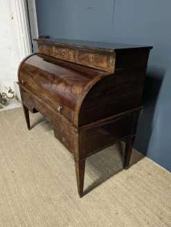 Pamono Louis XVI Style Cylinder Secretary in Flame Mahogany> Secretaires