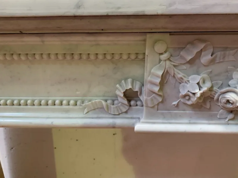 Pamono Louis XVI Style Fireplace in White Carrara Marble, 19th Century> Fireplaces And Mantels