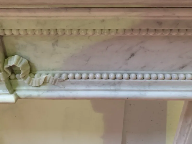 Pamono Louis XVI Style Fireplace in White Carrara Marble, 19th Century> Fireplaces And Mantels