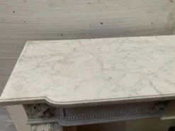 Pamono Louis XVI Style Fireplace in White Carrara Marble, 19th Century><noscript><img width=
