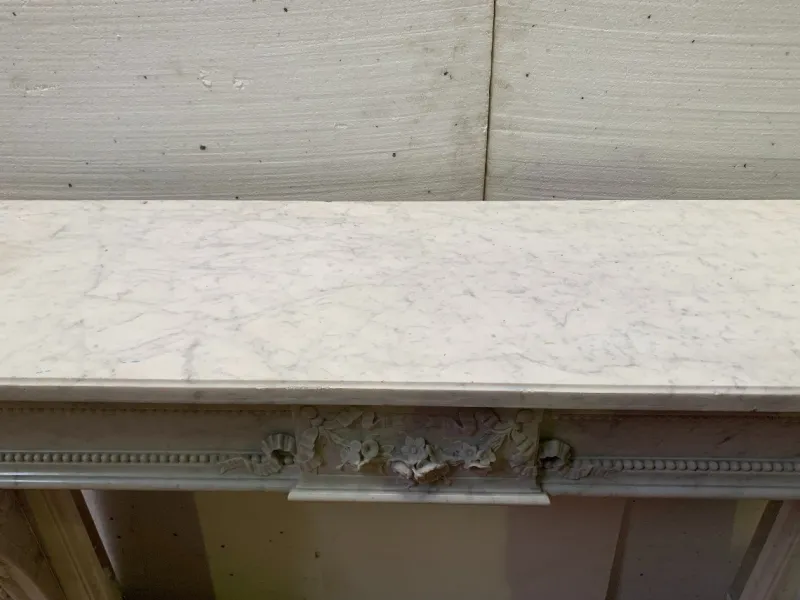 Pamono Louis XVI Style Fireplace in White Carrara Marble, 19th Century> Fireplaces And Mantels