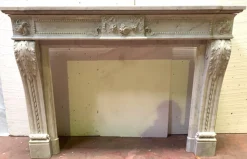 Pamono Louis XVI Style Fireplace in White Carrara Marble, 19th Century><noscript><img width=