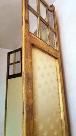 Pamono Louis XVI Style French Screen in Gilded Wood with Oil Painting and Ground Glass><noscript><img width=