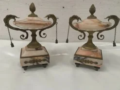 Online Pamono Louis XVI Style Marble and Chiseled Bronze Fireplace Set, Set of 3