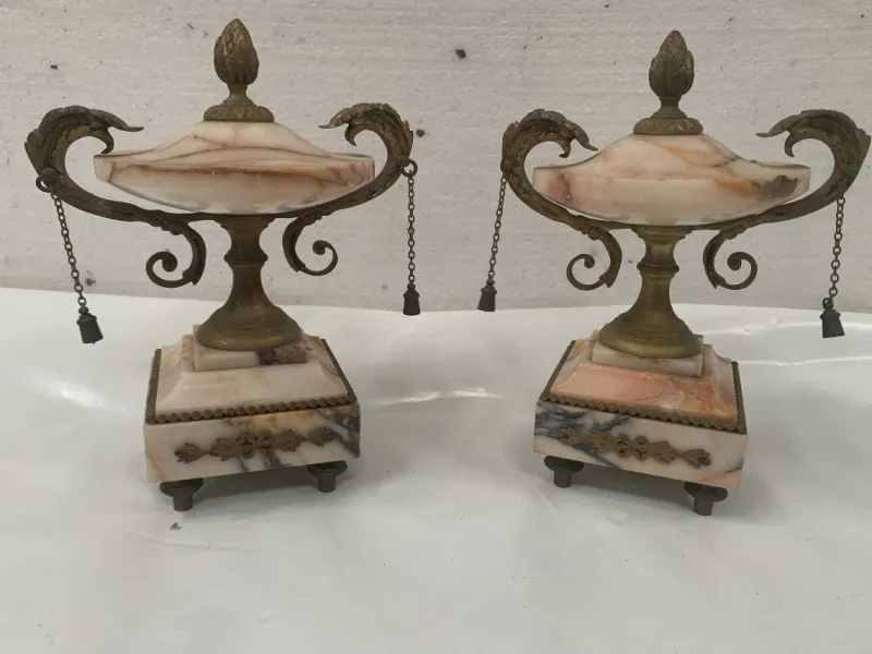 Online Pamono Louis XVI Style Marble and Chiseled Bronze Fireplace Set, Set of 3
