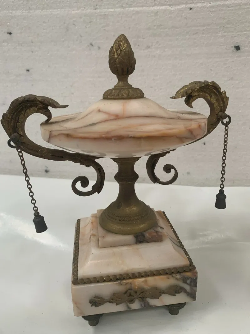 Online Pamono Louis XVI Style Marble and Chiseled Bronze Fireplace Set, Set of 3
