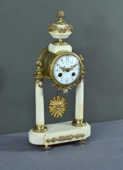Pamono Louis XVI Style Marble and Bronze Clock from Mougin, 1889><noscript><img width=