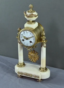 Pamono Louis XVI Style Marble and Bronze Clock from Mougin, 1889><noscript><img width=