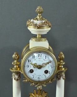 Pamono Louis XVI Style Marble and Bronze Clock from Mougin, 1889><noscript><img width=