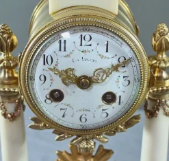 Pamono Louis XVI Style Marble and Bronze Clock from Mougin, 1889><noscript><img width=