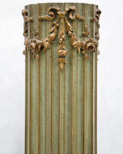 Clearance Pamono Louis XVI Style Pedestal Column in Olive Green