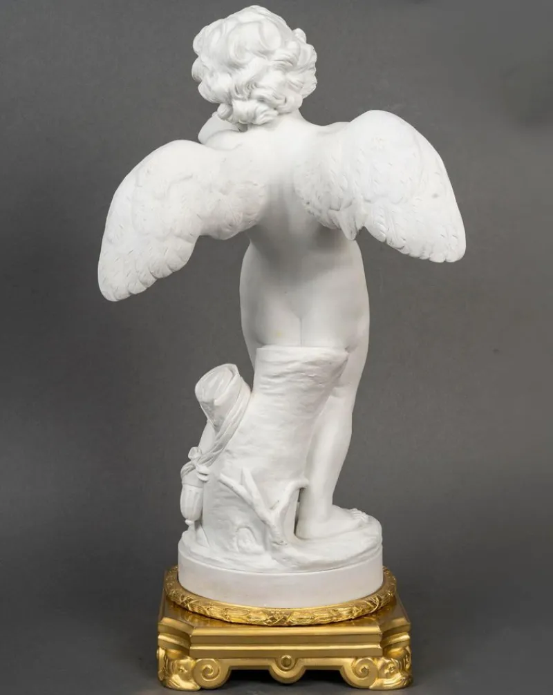 Pamono Louis XVI Style Sculpture of Amor with Bow, Bisque on Gilt Bronze Mount> Classical|Sculpture