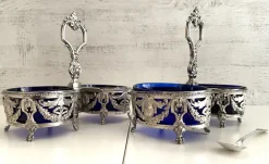 Pamono Louis XVI Style Silver Salt Cellars from Georges Bachelet, 1880s, Set of 2> Salt & Pepper Shakers