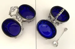 Pamono Louis XVI Style Silver Salt Cellars from Georges Bachelet, 1880s, Set of 2><noscript><img width=