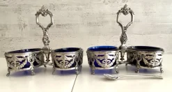 Pamono Louis XVI Style Silver Salt Cellars from Georges Bachelet, 1880s, Set of 2><noscript><img width=