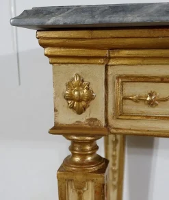 Pamono Louis XVI Style 19th-Century Marble and Golden Wood Console Table><noscript><img width=