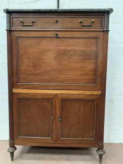 Pamono Louis XVI 19th Century Mahogany Secretary in Grey Veined Marble Top><noscript><img width=